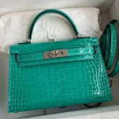 Hermes Kelly Mini II Sellier Handmade Bag In Vert Jude Shiny Alligator Leather HD1151Qc12