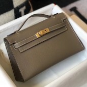 Hermes Kelly Pochette Bag In Taupe Grey Epsom Leather HD1162Uf65