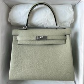 Hermes Kelly Retourne 25 Handmade Bag In Sauge Clemence Leather HD1235MB38