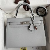 Hermes Kelly Sellier 28 Handmade Bag In Gris Mouette Epsom Calfskin HD1341ei37