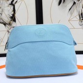 Hermes Medium Bolide Travel Case In Blue Lin Cotton HD1494Jk12