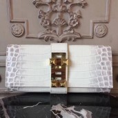 Hermes Medor Clutch Bag In White Crocodile Leather HD1513fz60