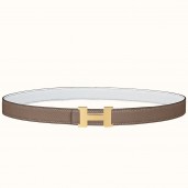 Hermes Mini Constance 24mm Reversible Belt Taupe/White HD1562tp20