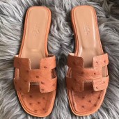 Hermes Oran Sandals In Brown Ostrich Leather HD1678uT54