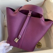 Hermes Picotin Lock 22 Handmade Bag in Anemone Clemence Leather HD1870ro99