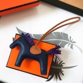 Hermes Rodeo Horse Bag Charm In Navy/Camarel/Purple Leather HD1933Yf79