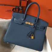 High Imitation Hermes Blue Agate Clemence Birkin 30cm Bag HD296ng31