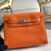 High Quality Hermes Kelly Danse Handmade Bag In Orange Swift Leather HD01fI97