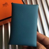 Hot Replica Hermes Calvi Card Holder In Blue Jean Epsom Leather HD398wR89