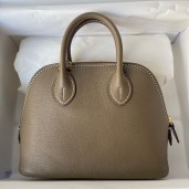 Imitation Hermes Bolide 1923 Mini Handmade Bag In Taupe Chevre Mysore Leather HD365Za30