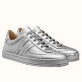 Imitation Hermes Boomerang Sneakers In Silver Epsom Leather HD375mr39