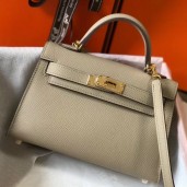 Imitation Hermes Kelly Mini II Bag In Gris Tourterelle Epsom Leather GHW HD1060uq94