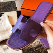 Imitation Hermes Oran Slide Sandals In Crocus Epsom Calfskin HD1733lH78