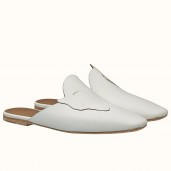 Imitation Hermes Tangeria Mules In White Calfskin HD1989fw56