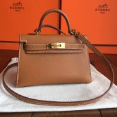 Knockoff AAAAA Hermes Kelly Mini II Handmade Bag In Gold Epsom Leather HD686Jc39