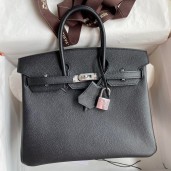 Knockoff Hermes Birkin 25 Handmade Bag In Black Epsom Calfskin HD267yK94
