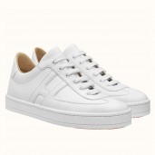 Knockoff Hermes Boomerang Sneakers In White Epsom Leather HD376kD96