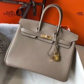 Replica Fashion Hermes Birkin 25cm Bag In Tourterelle Clemence Leather GHW HD138OM94