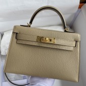 Replica Fashion Hermes Kelly Mini II Sellier Handmade Bag In Trench Chevre Mysore Leather HD1145af48