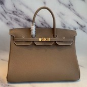 Replica Hermes Birkin 40 Handmade Bag In Taupe Clemence Leather HD1996Xe44