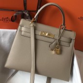 Replica Hermes Kelly 28cm Bag In Gris Tourterelle Epsom Leather GHW HD939cK54