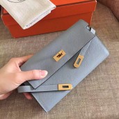 Replica Hermes Kelly Classic Long Wallet In Ciel Epsom Leather HD988BV51