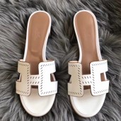 Replica Hermes Oasis Sandals In White Perforated Epsom Leather HD1643iu55