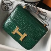 Top Hermes Constance 24cm Bag In Green Embossed Crocodile HD519gZ83