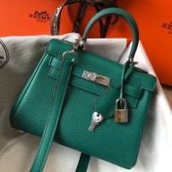 Copy Hermes Kelly 20cm Bag In Vert Vertigo Clemence Leather PHW HD883Kn92