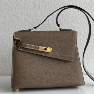 Fake Hermes Kelly En Desordre 20 Handmade Bag In Taupe Epsom Calfskin HD1043RY48