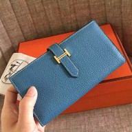 Fake Imitation Hermes Blue Jean Clemence Bearn Gusset Wallet HD323xI89