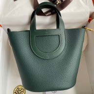 Hermes In The Loop 18 Handmade Bag in Vert Cypres Clemence Leather HD787lV14