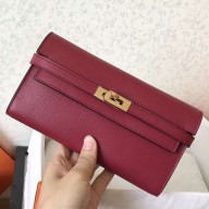 Hermes Kelly Classic Long Wallet In Ruby Epsom Leather HD996uT54