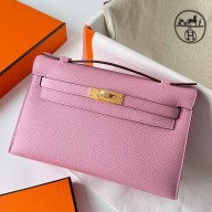 Hermes Kelly Pochette Handmade Bag In Mauve Sylvestre Epsom Calfskin HD1196DI37