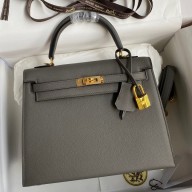 Hermes Kelly Sellier 28 Handmade Bag In Etain Epsom Calfskin HD1338rN47