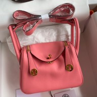 Hermes Mini Lindy Handmade Bag In Rose Lipstick Swift Leather HD1590jC82