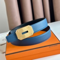 Hermes Neo Reversible Belt 32MM in Blue Clemence Leather HD1609pZ48