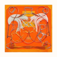 Hermes Orange Projets Carres Shawl 140 HD1768sA83