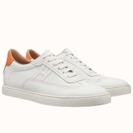 Imitation Hermes Men's Quicker Sneakers In White Calfskin HD1527Xr72