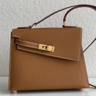 Replica Hermes Kelly En Desordre 20 Handmade Bag In Gold Epsom Calfskin HD1042SV68