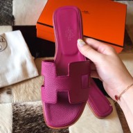 Replica Hermes Oran Slide Sandals In Anemone Epsom Calfskin HD1723Ye83