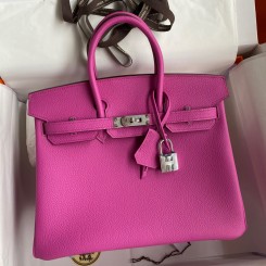 AAA 1:1 Hermes Birkin 25 Retourne Handmade Bag In Magnolia Clemence Leather HD92Zg39