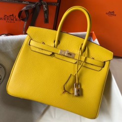 Best Hermes Birkin 25cm Bag In Yellow Clemence Leather GHW HD142jI34