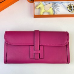 Best Hermes Jige Elan 29 Clutch Bag In Rose Purple Swift Calfskin HD833kr25