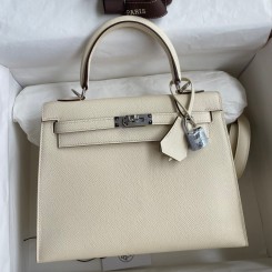 Best Quality Hermes Kelly Sellier 25 Handmade Bag In Nata Epsom Calfskin HD1305Zm92