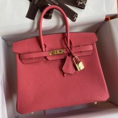 Cheap Copy Hermes Birkin 25 Retourne Handmade Bag In Rose Lipstick Clemence Leather HD106VZ14