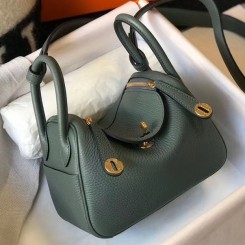 Cheap Copy Hermes Lindy Mini Bag In Vert Amande Clemence Leather GHW HD1470VZ14