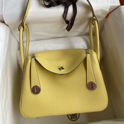 Cheap Hermes Lindy 26 Handmade Bag In Jaune Poussin Clemence Leather HD1393KX51