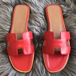 Copy Hermes Oran Sandals In Red Swift Leather HD1704Pf97