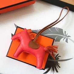 Copy Hermes Rodeo Horse Bag Charm In Piment/Camarel/Orange Leather HD1934nF79